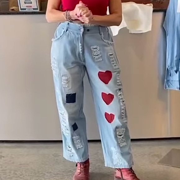 Paperlace Wide Leg Heart Jeans - Picture 3 of 14